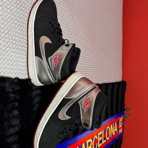 Black and Silver High-Top Sneakers